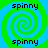 Four identical spiral patterns with alternating green and blue colors, each labeled 'spiny' in black text at top and bottom.