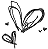 Black-and-white pixelated icon featuring a large heart shape with two smaller hearts and scattered dots on white background.