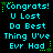 Pixelated cyan text on black background with green star accents, displaying congratulatory phrases and game-related messages.