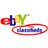 Pixelated eBay logo with multicolored letters 'ebay' above a red oval containing blue text, all on white background.