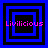 Four blue and black square frames with pink text "Livilicious" arranged in a , each frame showing different nested square configurations