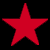 Red five-pointed star with pixelated edges on a black background, no visible text or additional elements.