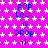 Static image with repeating text and star pattern on bright pink background.