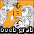 Pixelated anime-style angel with white wings and orange background, holding a guitar, with text overlays and a 'boob grab' banner.