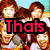 six pixelated images showing groups of people with overlaid text reading "Thats What Makes You Beautiful" in red and black lettering