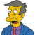 Pixelated yellow-skinned character with gray hair, blue jacket, purple shirt, and red tie, mouth open in surprise against white background.