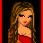 Pixel art contact sheet showing three frames of a female character in red and green attire with visible text below the frames.