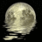 Pixelated moon with crater-like patterns and a glowing highlight, set against black background with horizontal glitch artifacts at bottom.