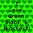 Green heart-patterned background with repeated pixelated text reading "I Love, Green, Black, & Glasses!!!" in black font.
