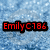 Four instances of the text 'Emilyc786' displayed in red, green, blue, and orange with black outlines on a pixelated blue background.
