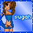 Animated contact sheet of a pixel-art character in blue dress with brown hair, showing six sequential frames of motion against light blue background.