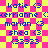 identical blue text entries on a pink and yellow checkered background, each entry showing a name followed by a heart symbol and a number sequence