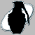 Static pixelated icon of a black vase with white highlights and blue-gray outlines on a gray background.