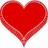 A solid red heart shape with a slightly pixelated edge, centered on a white background.