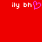 Red background with white text 'ily bh' and a pink heart symbol on the left side, while the right side shows only 'ily bh'.