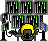 green digital rain with yellow spherical heads on black mechanical bodies, each frame showing subtle variations in the rain's pattern and head position