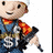 Pixelated character with white cap, orange scarf, blue vest holding black object; text 'bob the', 'GANGSTAA', and 'hooora!' in blue pixel font.