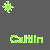 Green pixelated icons and text on a dark gray background, including four starburst shapes and five fragmented words.