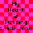 Pixelated text on a red and pink checkered background with repeated phrases.