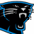 Pixelated black silhouette of a panther head with blue outline, white facial features, and visible pixelation artifacts.