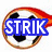 Four soccer ball icons with fiery trails, each displaying different text overlays: STRIK (blue), ERS (green), ROCK (purple), and III (teal).