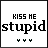 A 4x3 contact sheet of animated frames showing a pixel art buddy icon with the text "KISS ME stupid" and changing heart symbols beneath it.