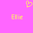 Yellow pixelated heart symbol above two identical yellow text 'Ellie' labels on solid pink background.