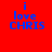 Red background with blue text "i love CHRIS" and black horizontal bars shifting across the image in a pattern