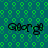 Four identical pixelated text elements reading 'George' in black script on a teal background with repeating green circular patterns.