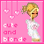 Pixel art contact sheet of four animated frames showing a blonde character in white pajamas against pink background with hanging hearts and "cute and blonde" text.