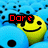 Yellow smiley faces with black outlines appear among blue rounded shapes on a pixelated background, with red text overlays reading 'Dare', 'To Be', and 'DIFFERENT' in various positions.