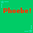 Green background with red text reading "Phoebe! Phoebe! Phoebe!" repeated twice, surrounded by light blue star shapes with dotted lines.