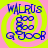 Four identical display blue text on a pink and yellow spiral background with visible pixelation