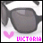 Pixelated icon shows dark sunglasses with white frame on light background, pink heart symbol below left, and bright pink text 'VICTORIA' at bottom.