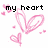 Pixelated pink heart doodles with scattered smaller hearts and text reading 'my heart jumps for' above, '[you]' below on white background.