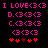 Pixelated pink text and red hearts on black background, with animated heart color changes across observations.