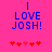 A bright pink background displays blue text reading "I LOVE JOSH!" with red heart symbols below, animated to shift positions.