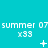 A turquoise background displays repeated 'summer ' text with animated white symbols changing across frames