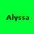 Four quadrants display the name 'Alyssa' in dark green pixelated text against distinct solid backgrounds: bright green, teal, blue, and dark teal.