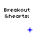 Pixelated text 'Breakout &hearts;' above three blue symbols in a , with animation showing symbol changes from plus to star to cross and evolving dot patterns