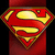 A pixelated red and yellow shield-shaped emblem with a stylized 'S' symbol, bordered by a golden outline, set against a dark background.