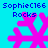 Four identical pixelated pink snowflakes on cyan background with blue text reading "SophieC166 Rocks" above each.