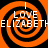 Four identical orange and black spiral patterns arranged in a , each containing white text reading "I LOVE ELIZABETH" with the word "LOVE" partially obscured