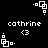 Pixel art icon with white geometric shapes on black background, displaying 'cathrine' text and '<3' symbol in multiple positions