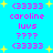 Pixelated text and symbols on a bright cyan background with yellow stars, featuring repeated pink 'G3333' and 'caroline luvs ???' sequences.