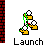 Pixelated animation of yellow duck-like figures with white heads and green necks, interacting against gray background with red brick walls.