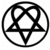 Black and white pixelated icon featuring a pentagram symbol enclosed within a circle, rendered with thick lines on a transparent background.