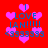 Red background with pink heart shapes and blue text reading "I LOVE IAN!!!!! <333333" arranged in a pattern