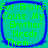 Four identical square icons with rounded corners display green text on a cyan background, each bordered by a blue outline.