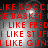 Red text on dark background repeats phrases like 'I LIKE SOCCER', 'I LIKE BASKET', 'I LIKE FREDI', 'I LIKE STUFI', 'I LIKE GUNI' in a pattern with bright light spots